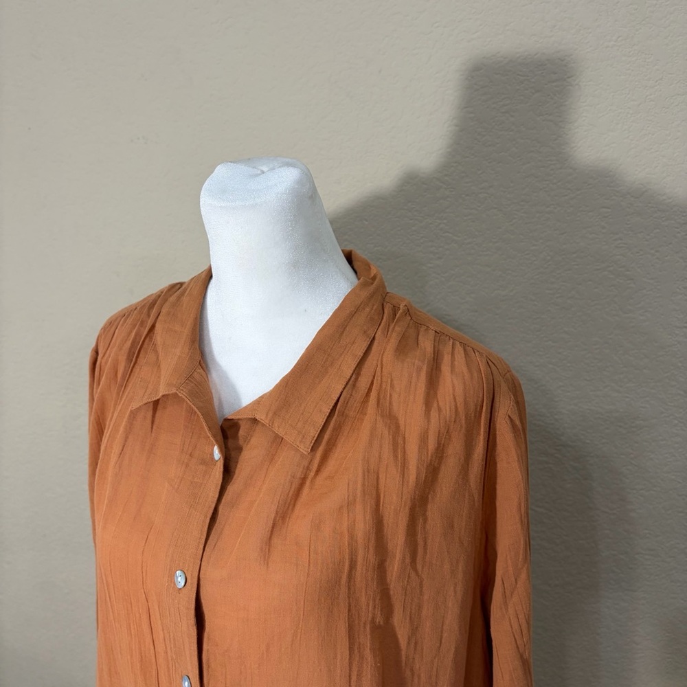 NWT J.JILL CINNAMON LONG SHIRTTAIL TUNIC TOP SHIRT LONG SLEEVE MAXI DRESS SZ M - Picture 3 of 12